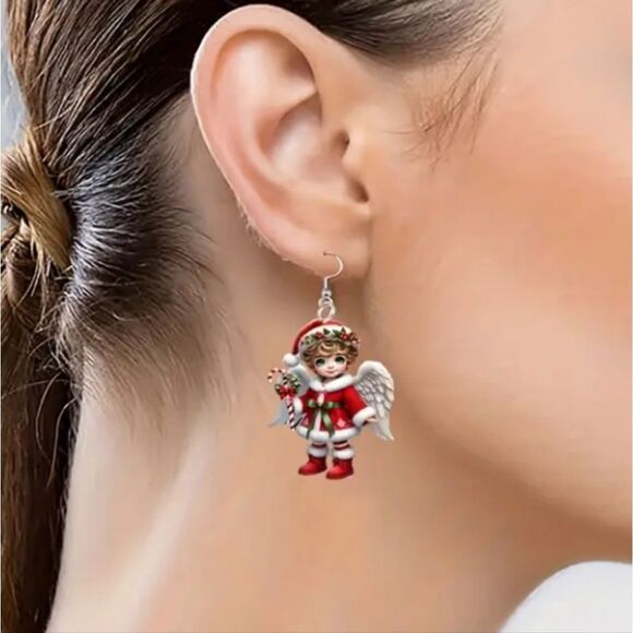 Hand crafted holiday dangle earrings - Picture 6 of 8